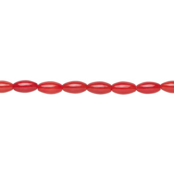 Bead, bamboo coral (dyed), red, 5x3mm hand-cut rice, B- grade, Mohs hardness 3-1/2 to 4. Sold per 15-1/2" to 16" strand. image number 0