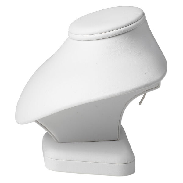 Display, necklace, leatherette, white, 5 x 5-1/2 x 5-inch pedestal. Sold individually. image number 1