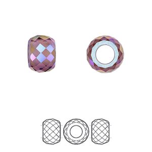 Bead 1pk amethyst shimmer 2X, Crystal Passions® 11x7.75mm briolette XXL hole 5043