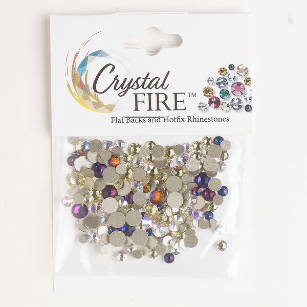 Flat back mix 1pkg144 crystal volcano and jonquil AB foil back, Crystal FIRE®, 3.00-4.80mm round SS12 / SS16 / SS20 image number 0
