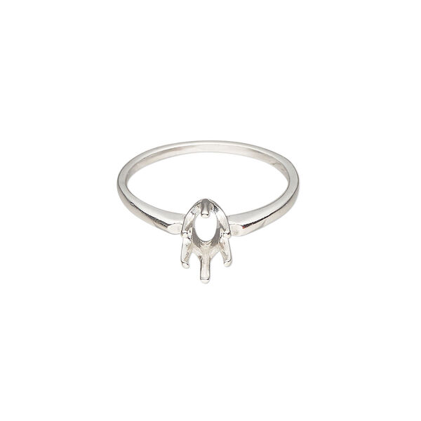 Ring, Sure-Set™, sterling silver, 8x4mm 6-prong marquise basket setting, size 6.5. Sold individually. image number 0