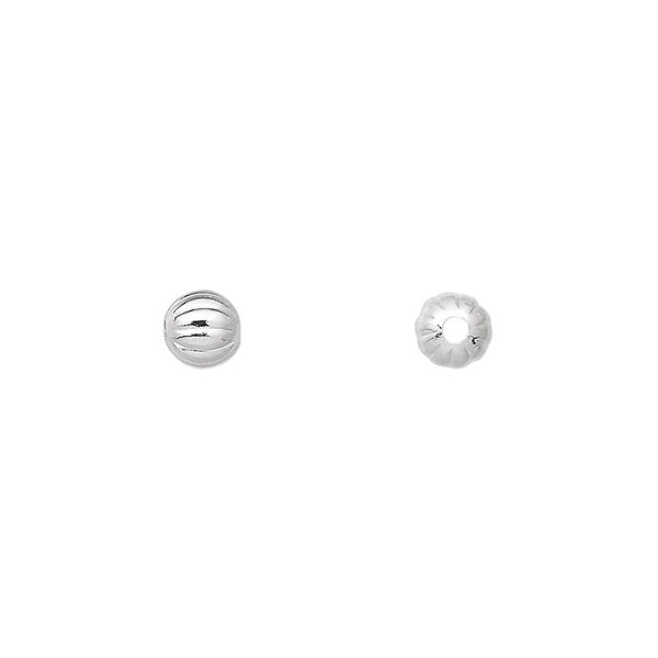 Bead, silver-plated brass, 5mm corrugated round. Sold per pkg of 100. image number 0