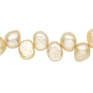 Pearl, cultured freshwater (dyed), antique ivory, 8x7mm-11x8mm top-drilled flat-sided rice with 0.4-0.5mm hole, D grade, Mohs hardness 2-1/2 to 4. Sold per 14-inch strand.