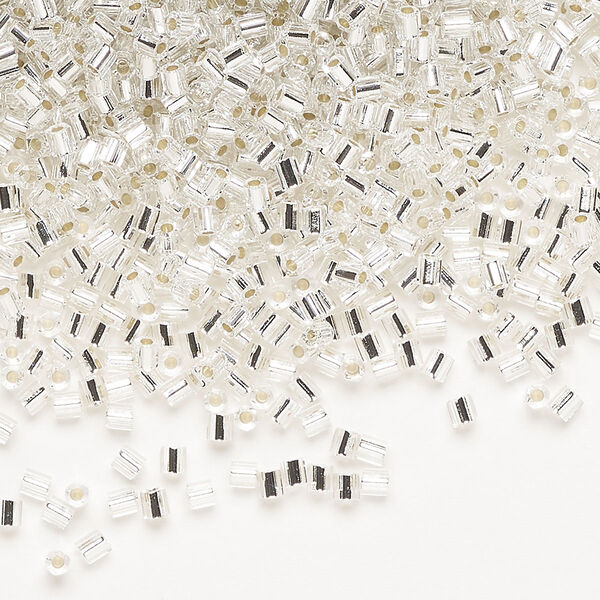 Seed bead, Miyuki, glass, pkg/250g, #11 2-cut hex, transparent silver (HEX-660). image number 0