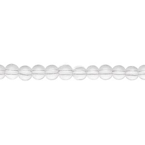 Bead, glass, clear, 4mm round. Sold per 36-inch strand.