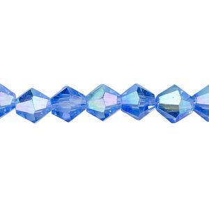 Bead 1pk transparent light blue AB, Celestial Crystal® 8mm bicone 15.5-16 inch