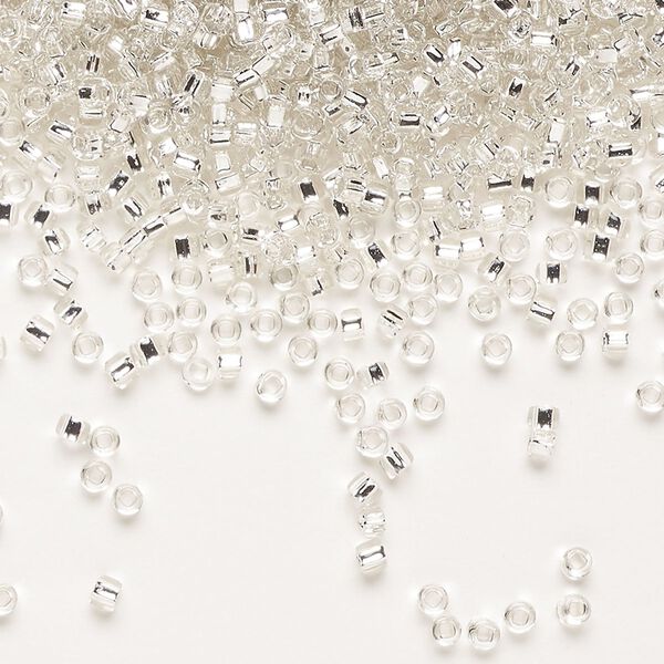 Seed bead, Dyna-Mites™, glass, pkg/40g, #11 round, transparent silver-lined clear, (64:SR 11/0 SR). image number 0