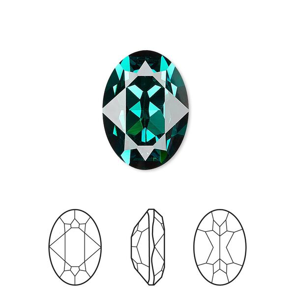 Fancy stone 6pk emerald foil back, Crystal Passions® 18x13mm oval 4120 image number 0