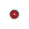 Bead, Egyptian glass rhinestone / epoxy / resin, green / white / red, 14mm round with pav&eacute; wave design. Sold individually. image number 1