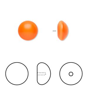 Pearl 2pk neon orange, Crystal Passions® 10mm cabochon 5817