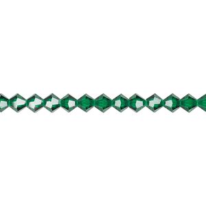 Bead 48pk emerald, Preciosa Czech crystal 4mm bicone
