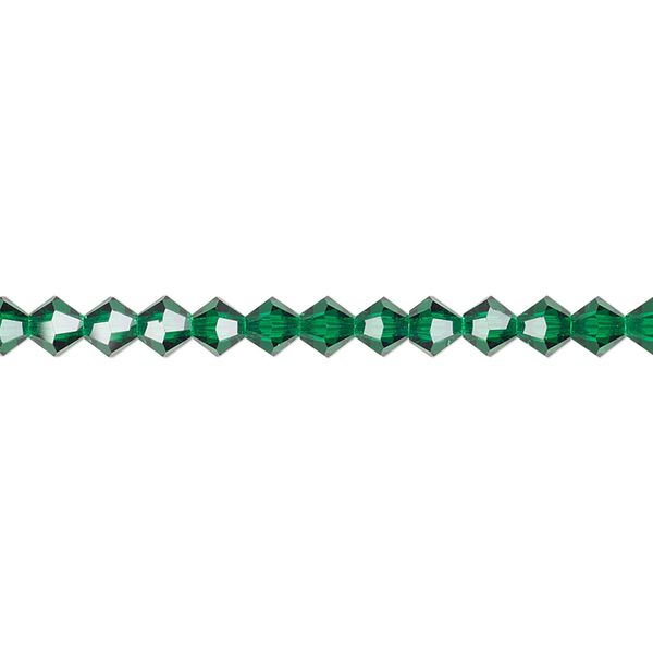Bead 48pk emerald, Preciosa Czech crystal 4mm bicone image number 0