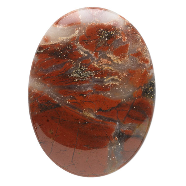 Cabochon, spotted chalcedony (natural), 40x30mm calibrated oval, B grade, Mohs hardness 6-1/2 to 7. Sold individually. image number 0