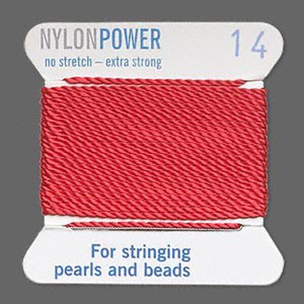 Thread, Griffin, nylon, red, size #14. Sold per 2-meter card (approximately 78 inches). image number 0