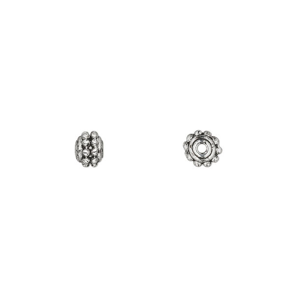 Bead, antiqued "pewter" (zinc-based alloy), 5x4mm fancy rondelle. Sold per pkg of 24. image number 0