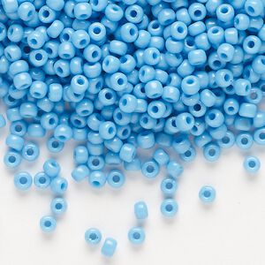 Seed bead, Dyna-Mites™, glass, opaque light blue, #8 round. Sold per 1/2 kilogram pkg.