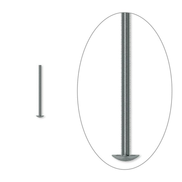 Head pin, gunmetal-plated brass, 1/2 inch, 22 gauge. Sold per pkg of 500. image number 0