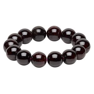 Garnet 1pkg1, round stretch bracelet 7 inch 13-14mm
