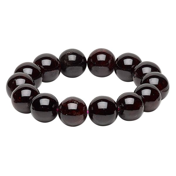 Garnet 1pkg1, round stretch bracelet 7 inch 13-14mm image number 0