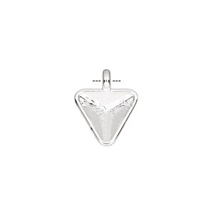 Drop, Almost Instant Jewelry®, silver-finished "pewter" (zinc-based alloy), 13x12x12mm with 10mm non-calibrated triangle setting. Sold individually.
