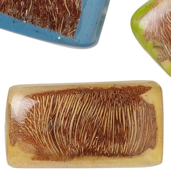Bead mix, wood and acrylic (dyed/assembled), mixed colors, 41x24mm puffed rectangle. Sold per 2-ounce pkg, approximately 10 beads. image number 0
