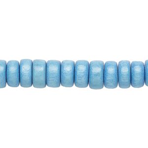 Bead 1pkg1, Taiwanese cheesewood (dyed / waxed), sky blue, 8x4mm rondelle, 15-1/2 to 16 inches.