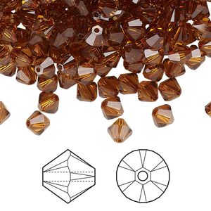 Bead 144pk light amber, Crystal Passions® 5mm bicone 5328