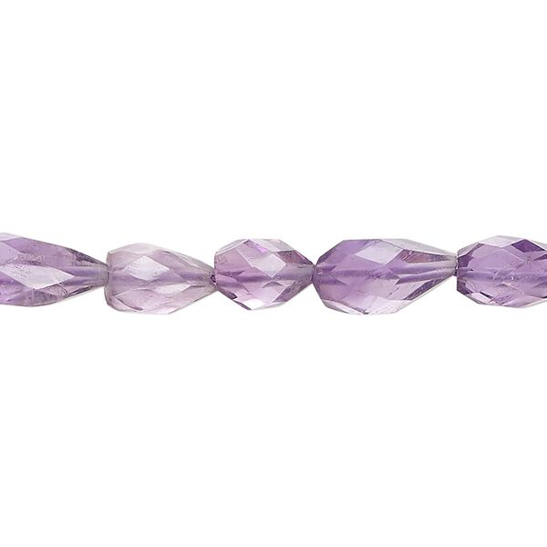 Amethyst 1pkg1, hand-cut faceted teardrop bead natural 14 inch 7x5mm-13x6mm image number 0