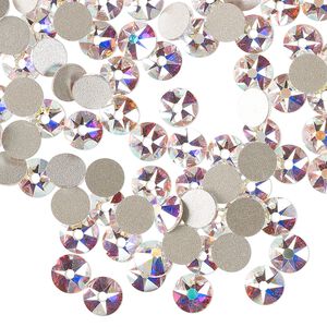 Flat back 144pk crystal AB foil back, Crystal Passions® 5.27-5.44mm rose round SS24