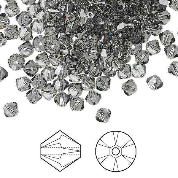 Bead 1440pk black diamond, Swarovski® 4mm XILION bicone 5328 image number 0
