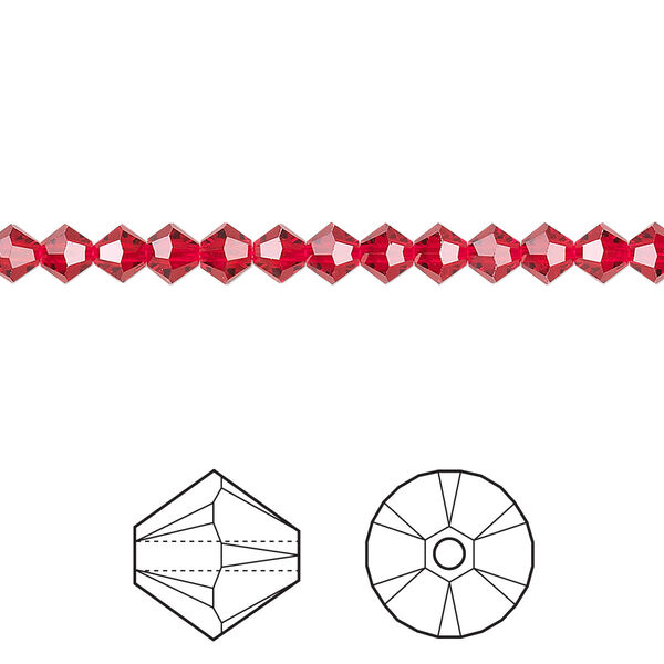 Bead 48pk light Siam, Crystal Passions® 4mm bicone 5328 image number 0