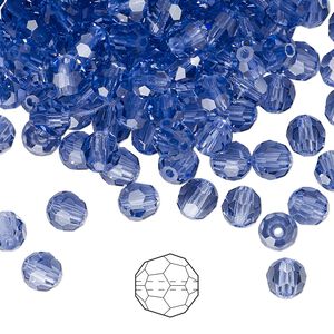 Bead 144pk tanzanite, Preciosa Czech crystal 5mm round