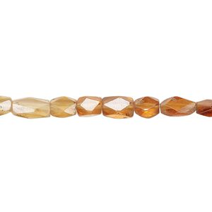 Hessonite garnet 1pkg1, hand-cut faceted puffed rectangle bead natural 13 inch 6x4mm-8x6mm