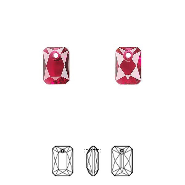 Drop 4pk scarlet, Crystal Passions® 9x6mm pendant emerald cut 6435 image number 0