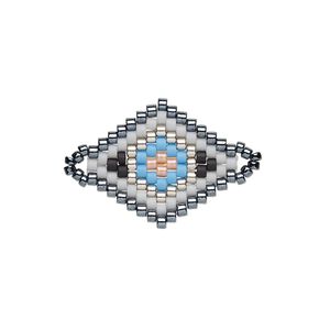 Link, Creative Touch, glass, gunmetal / grey / black, 20x18mm double-sided diamond. Sold individually.