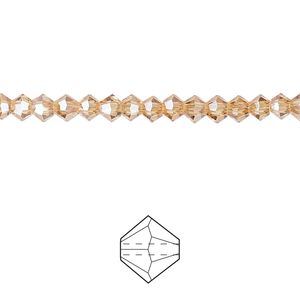 Bead 144pk translucent crystal golden shadow, Celestial Crystal® 4mm bicone