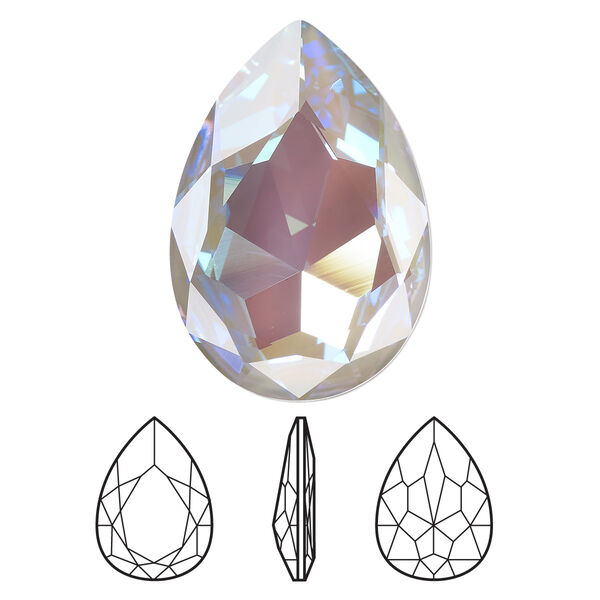 Fancy stone 24pk crystal serene gray DeLite, Swarovski® 30mm pear 4327 image number 0
