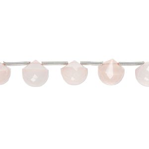 Rose quartz 1pkg5, hand-cut top-drilled faceted teardrop bead natural 7x7mm-8x8mm