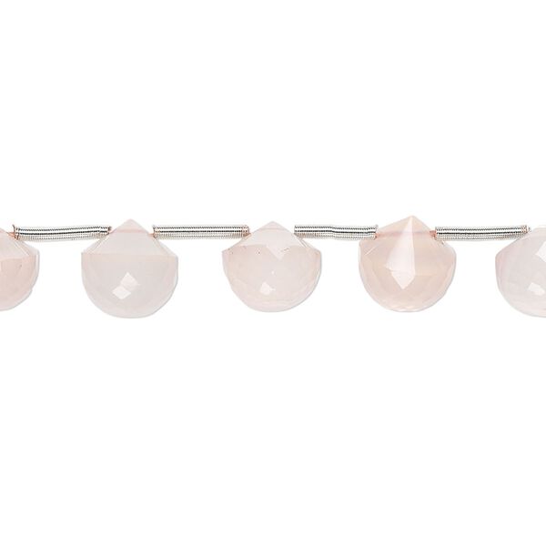 Rose quartz 1pkg5, hand-cut top-drilled faceted teardrop bead natural 7x7mm-8x8mm image number 0