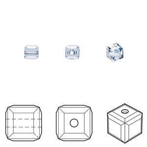 Bead 48pk light sapphire, Crystal Passions® 4mm cube 5601