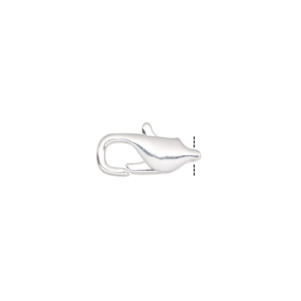Clasp, lobster claw, silver-plated brass, 11x5mm flat design. Sold per pkg of 100. image number 0