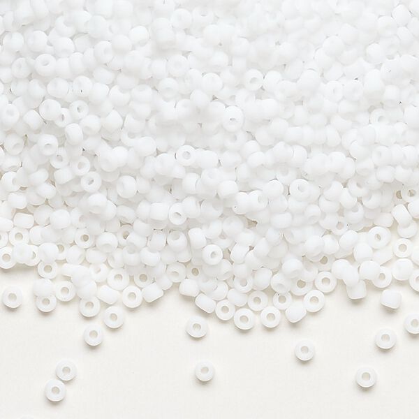 Seed bead, Dyna-Mites™, glass, pkg/1/2kg, #11 round, opaque matte white, (743MA 11/0 RR). image number 0