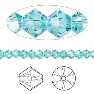 Bead 1440pk light turquoise, Swarovski® 4mm XILION bicone 5328