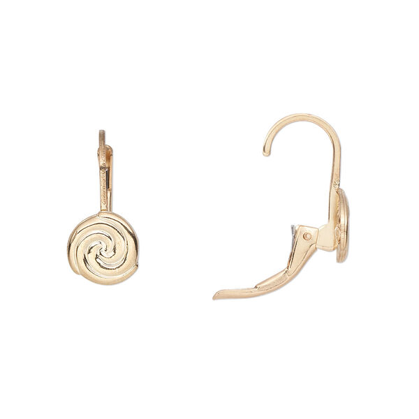 Ear wire, 14Kt gold-filled, 17mm leverback with 8mm swirl. Sold per pair. image number 0