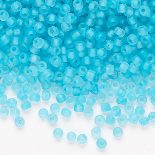 Glass Dyna-Mites™ seed bead 1pkg1, #8 round translucent inside dyed color matte sea green (245MA 8/0 RR) 1/2kg image number 0
