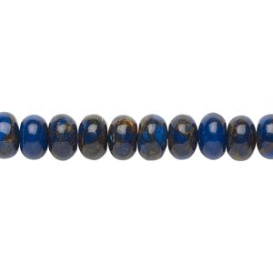 Bead, resin and multi-stone (dyed / assembled), lapis blue and brown, 8x5mm rondelle. Sold per 8-inch strand, approximately 35 beads.