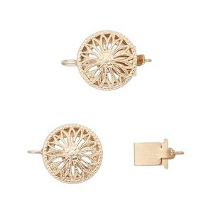 Clasp tab 1pkg1 14Kt gold-filled, 12mm round, 1-strand