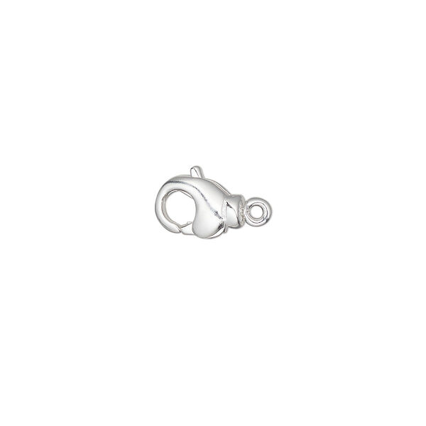 Clasp, lobster claw, silver-plated brass, 9.5x6mm with swivel. Sold per pkg of 4. image number 0