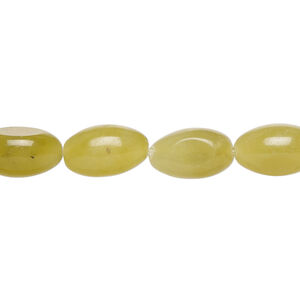 Olive new "jade" 1pkg1, oval bead natural, 15 inch 12x7mm-13x9mm