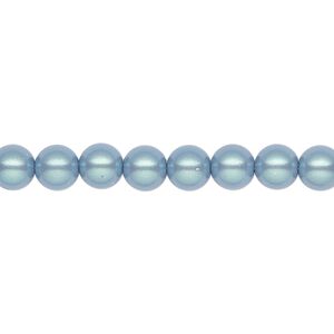 Pearl 200pk pearlescent blue, Preciosa Czech crystal 6mm round